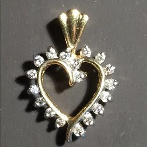 COPY - F1 Stamped Diamond and Gold Heart Pendant